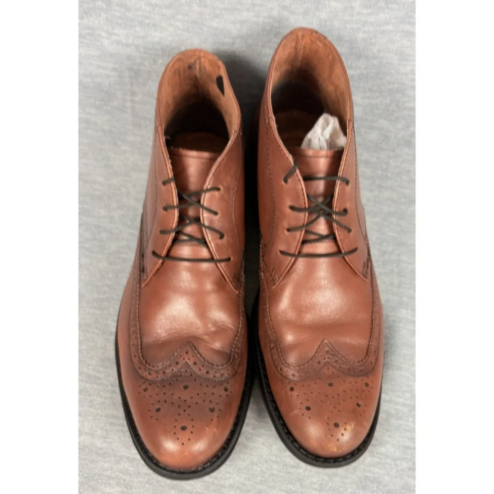 Nunn Bush Mens Tan‎ Leather Wingtip Chukka Boots Memory Foam 9.5M 81464-255